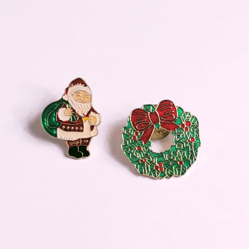 Christmas Wreath Santa Red Green Vintage P…